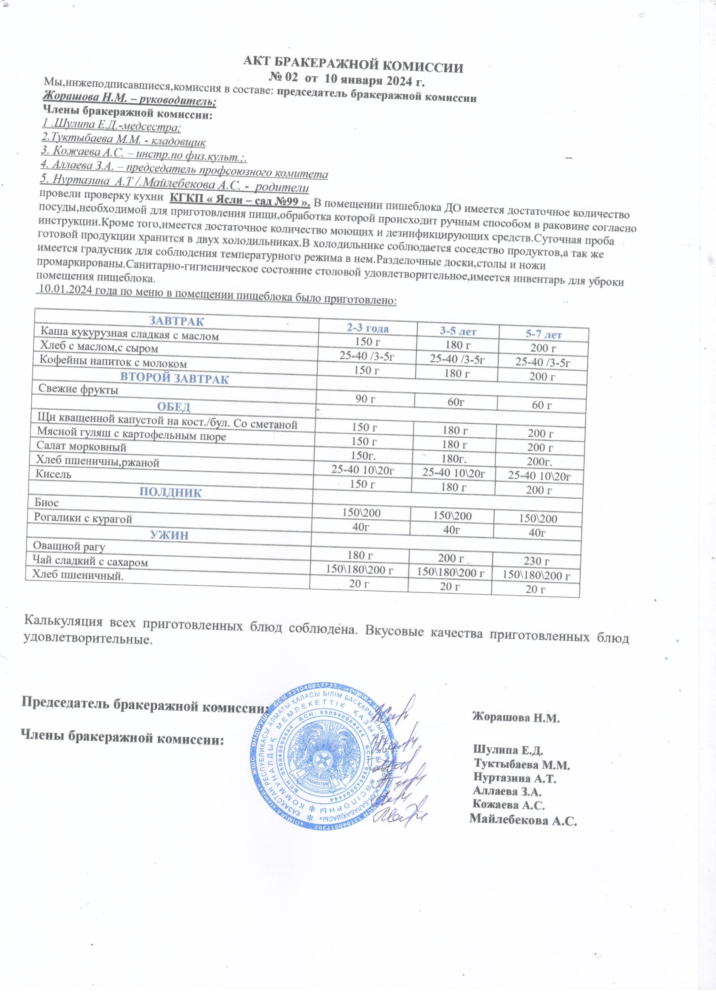 АКТ ЗАСЕДАНИЯ БРАКЕРАЖНОЙ КОМИССИИ ЯНВАРЬ