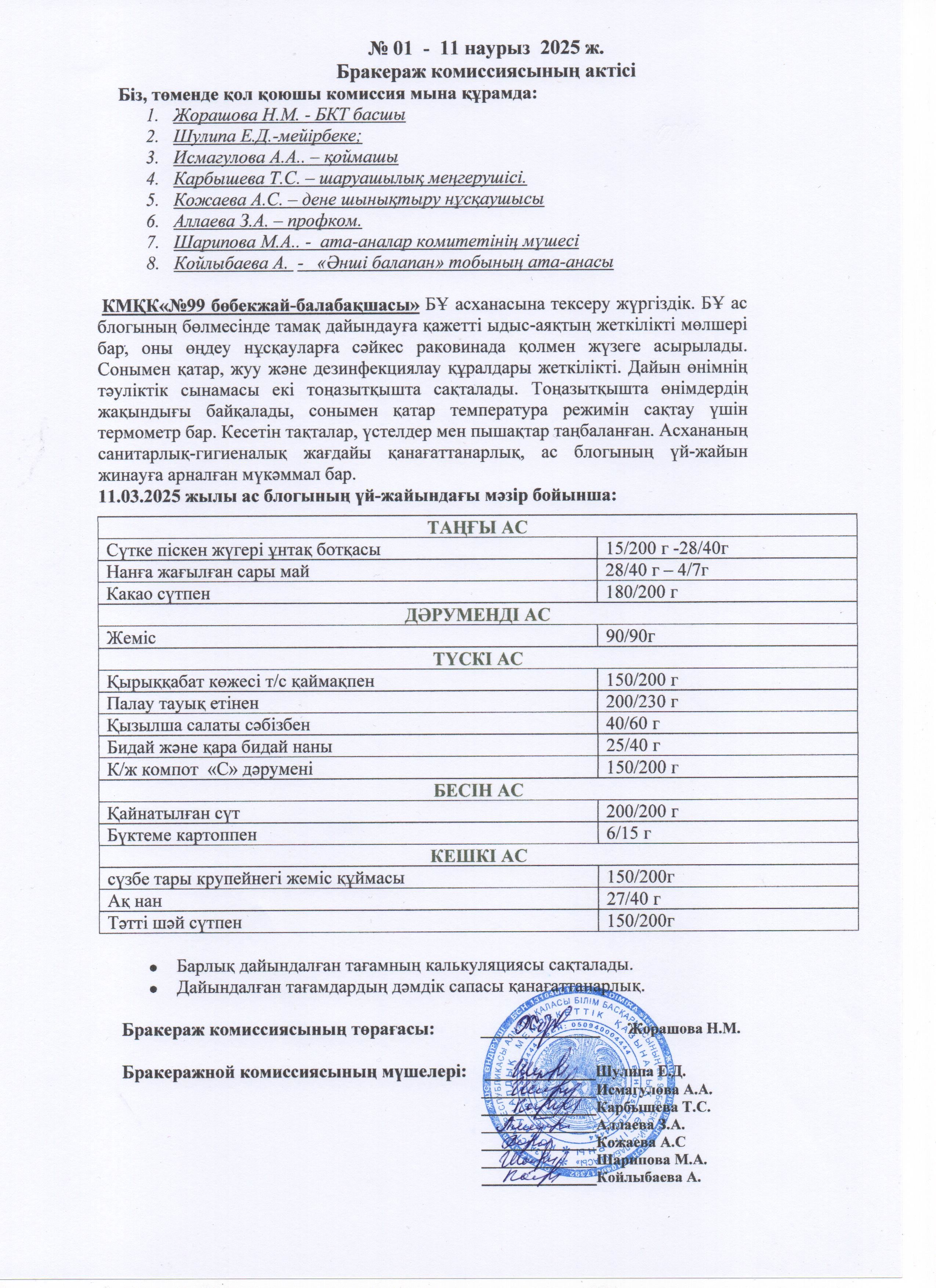 АКТ ЗАСЕДАНИЯ БРАКЕРАЖНОЙ КОМИССИИ МАРТ