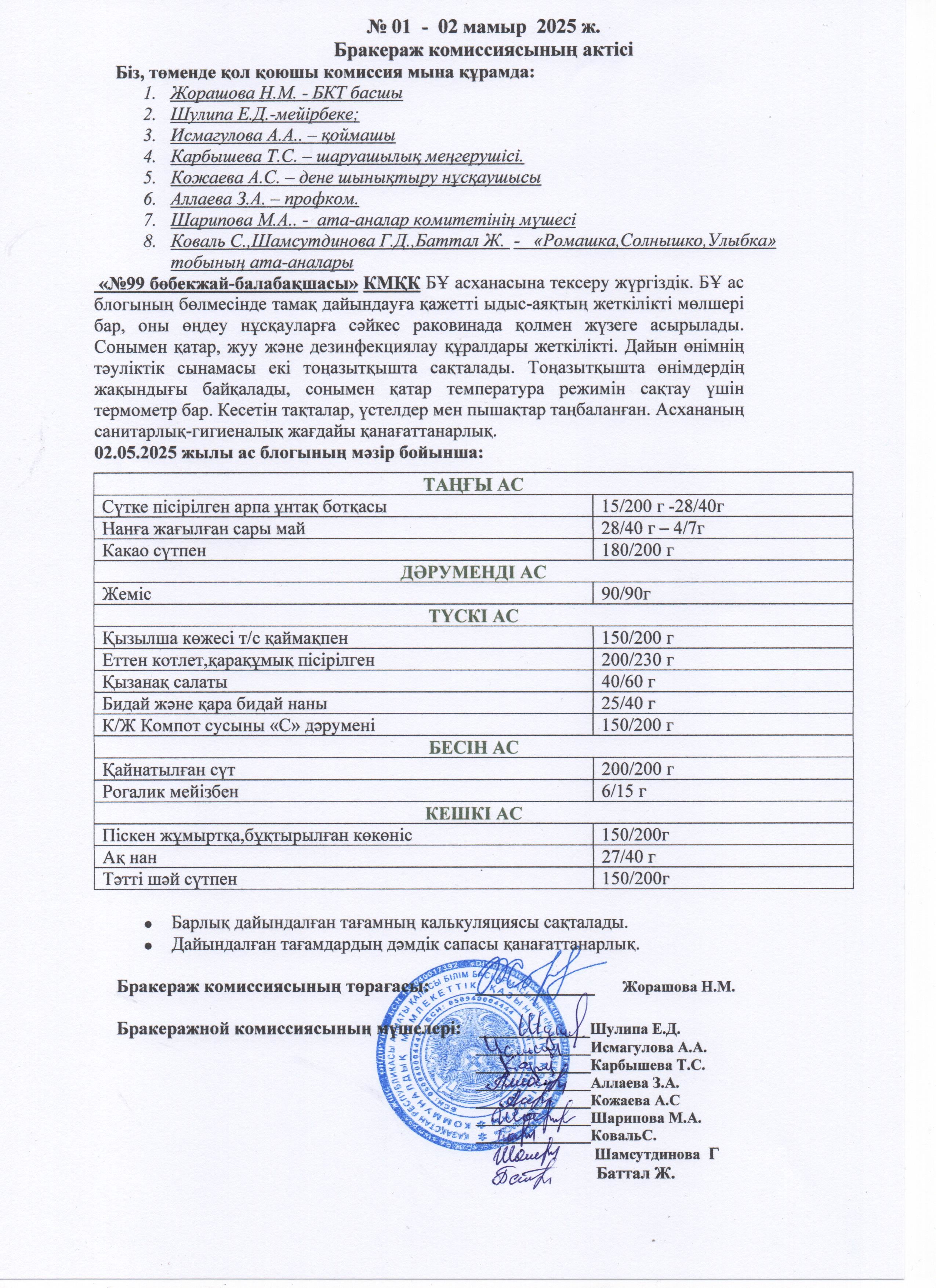 АКТ ЗАСЕДАНИЯ БРАКЕРАЖНОЙ КОМИССИИ МАЙ