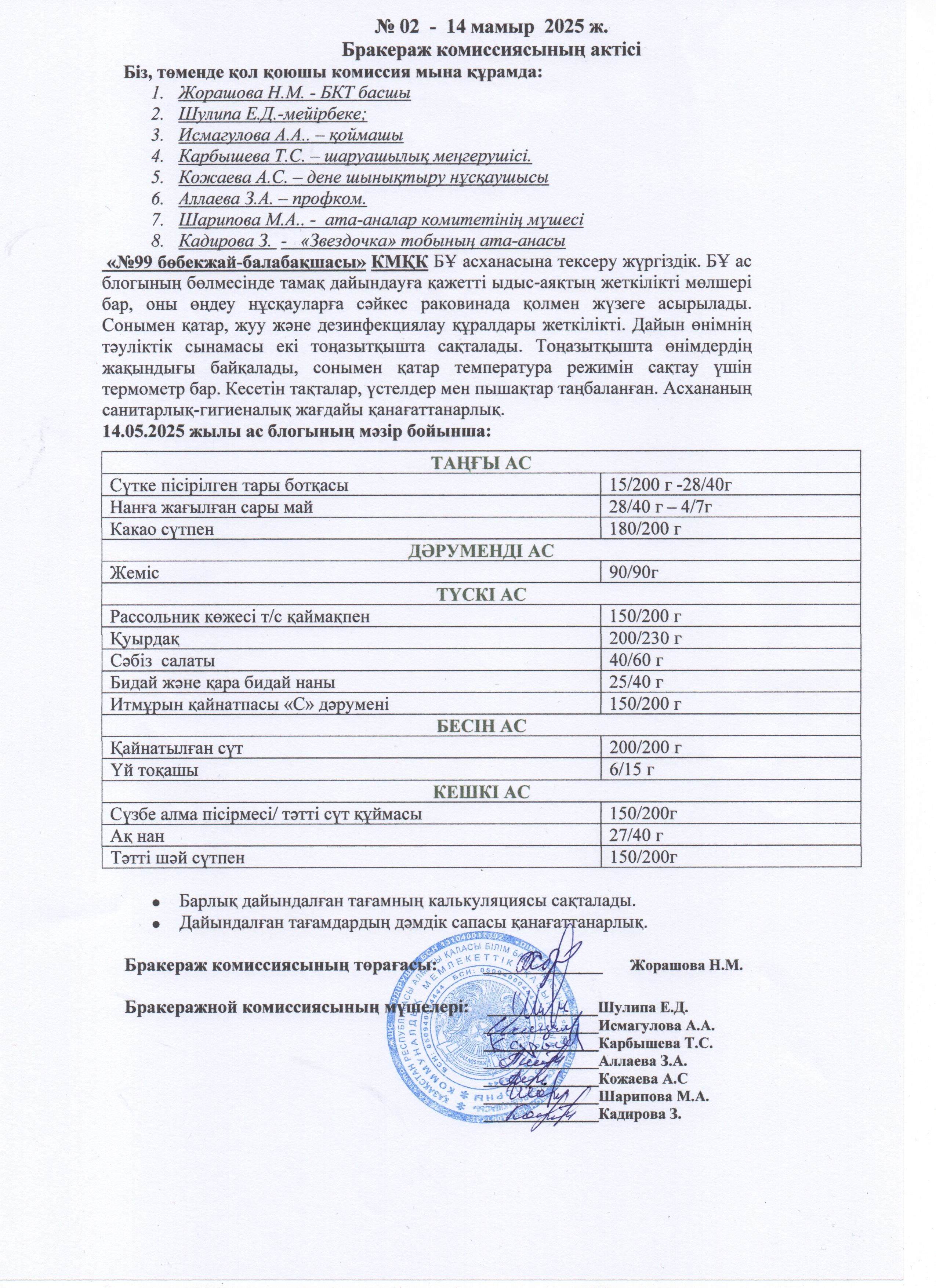 АКТ ЗАСЕДАНИЯ БРАКЕРАЖНОЙ КОМИССИИ МАЙ