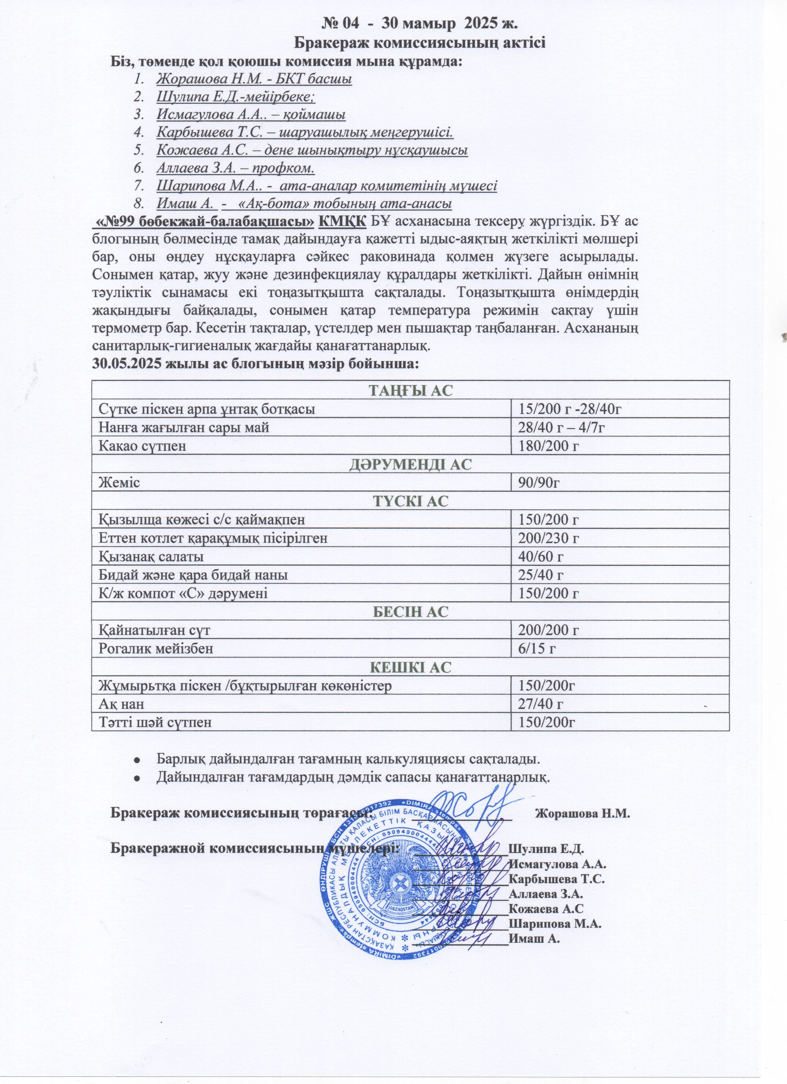 АКТ ЗАСЕДАНИЯ БРАКЕРАЖНОЙ КОМИССИИ МАЙ